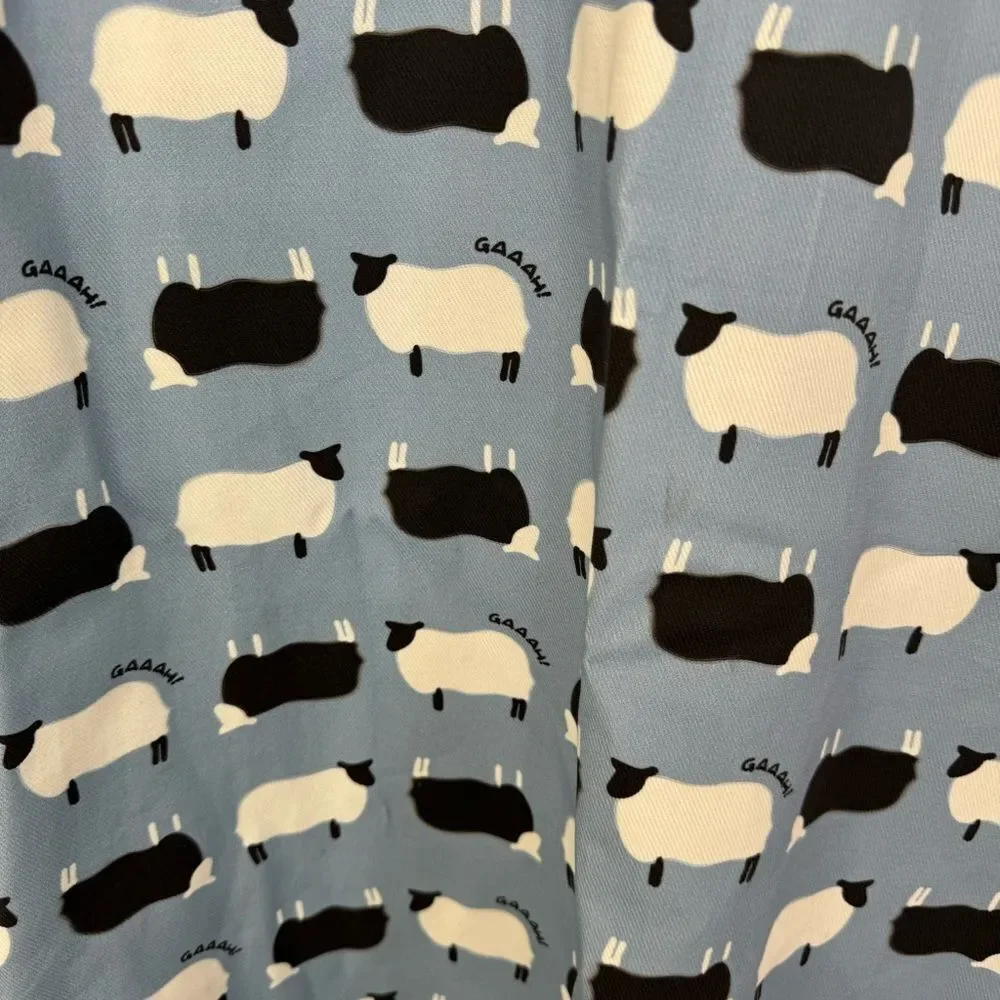 NEW LISA SAYS GAH Stevie Blue Novelty Counting Sheep Print Denim Midi Dress XS - Picture 12 of 17